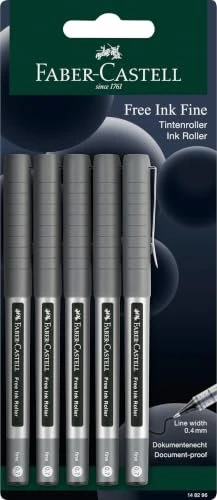 Uni-Ball Eye Fine UB-157 Tintenroller (Mine) schwarz/transparent, 5er-Pack
