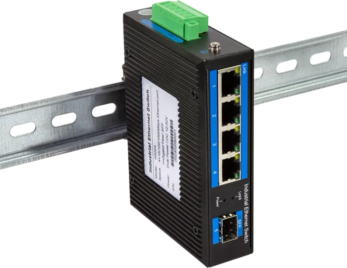 LogiLink NS200 Industrial Railmount Gigabit Switch, 4x RJ-45, 1x SFP