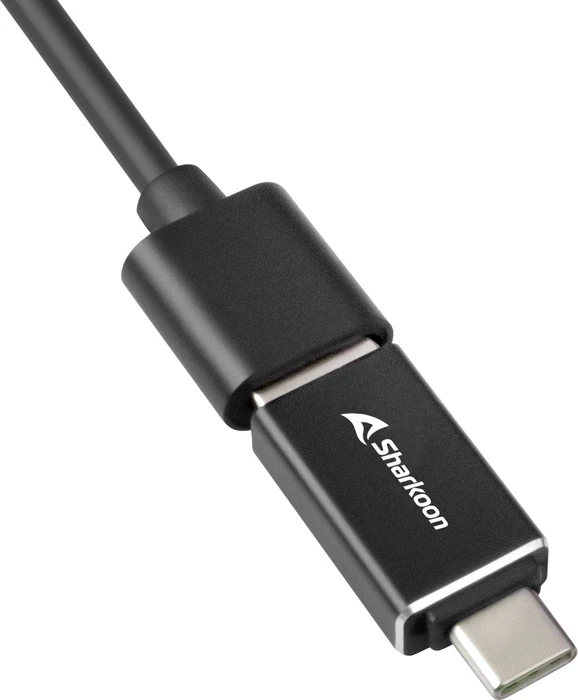 Sharkoon 3-Port Aluminium Hub schwarz, RJ-45, USB-A 3.0/USB-C 3.0 [Stecker]