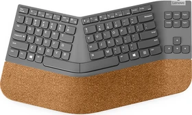 Lenovo Go Wireless Split Keyboard, Storm Grey, TKL, mit Naturkork, USB, FR (4Y41C33758)