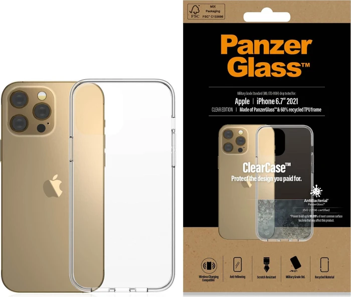 PanzerGlass Clear Case AntiBacterial für Apple iPhone 13 Pro Max transparent