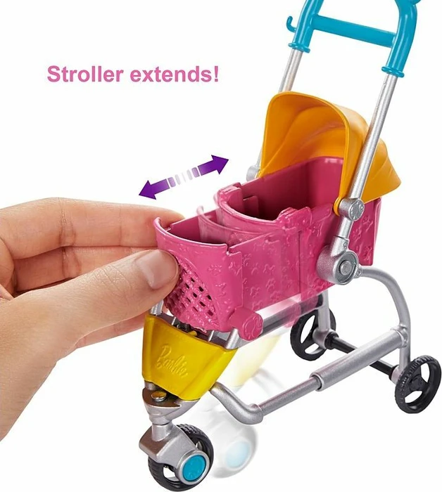 Mattel Barbie - Hundebuggy Spielset mit Puppe brünett