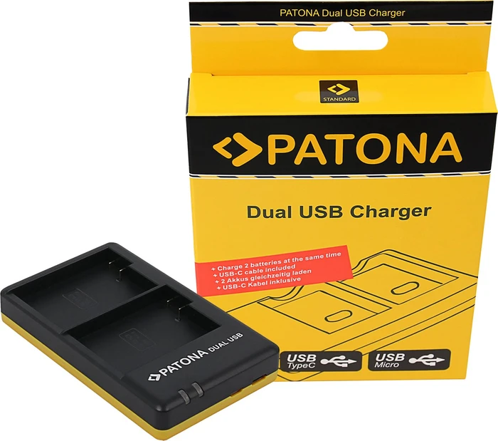 Patona Dual Schnell-Ladegerät f. Nikon EN-EL15 inkl. USB-C Kabel