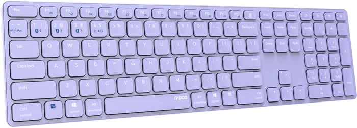 Rapoo E9800M Multi-mode Wireless Ultra-slim Keyboard violett, USB/Bluetooth, DE