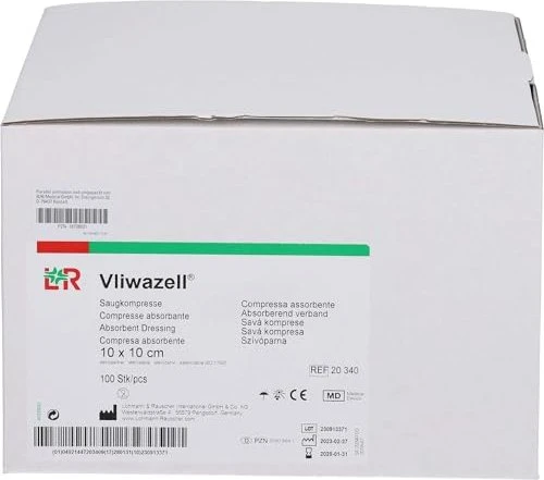 Lohmann & Rauscher Vliwazell Saugkompressen unsteril, 10 x 10cm, 100 Stück