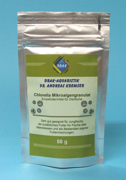 DRAK-Aquaristik Chlorella-Mikroalgen-Granulat, Standbodenbeutel, 50g
