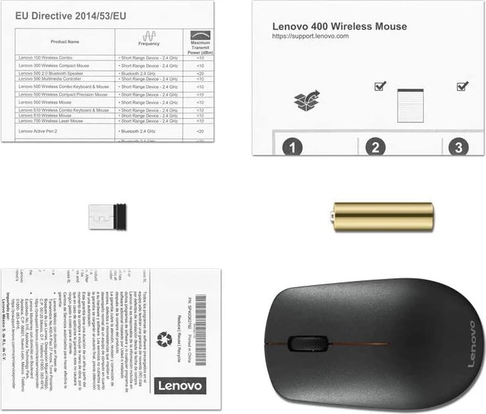 Lenovo 400 Wireless Mouse schwarz, USB