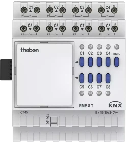 Theben RME 8 T KNX Kombiaktor 8/4-fach, Erweiterungsmodul MIX2, 16A, 4TE REG, Schaltaktor/Jalousieaktor (4930205)