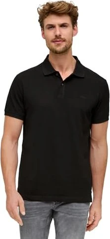 s.Oliver Baumwollpiqué Poloshirt kurzarm schwarz (Herren)