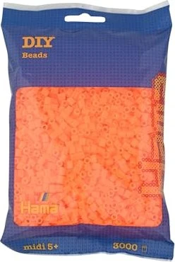 Hama midi Beutel mit Perlen 3000 Stück neon orange