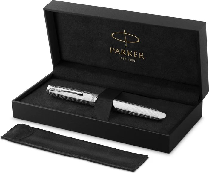 Parker Sonnet Ciselé Palladium Finish Palladium, rechte Hand, fein, Geschenkbox