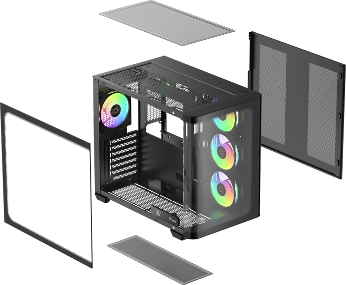 Ocypus Iota C70 Curve ARGB, schwarz, Glasfenster