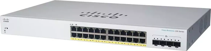 Cisco Business 220 Rackmount Gigabit Smart Switch, 24x RJ-45, 4x SFP+, 195W PoE+