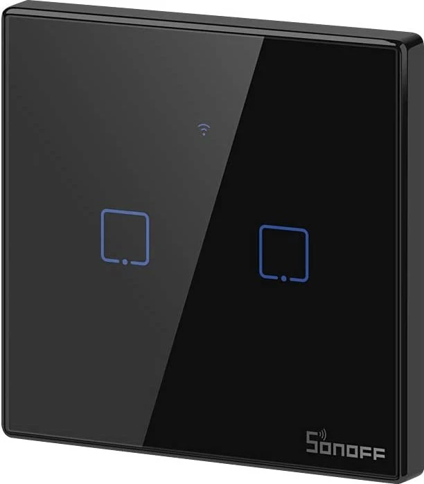 Sonoff TX T3EU2C Smart Wall Switch schwarz, 2-fach