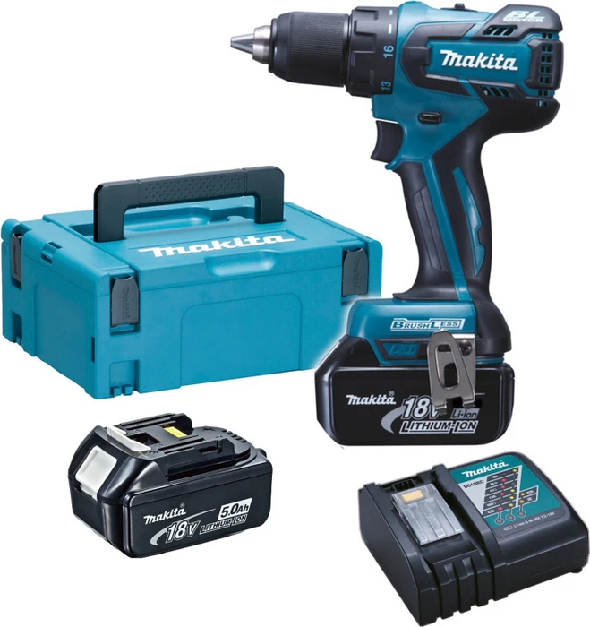 Makita DDF459RTJ Akku-Bohrschrauber inkl. MAKPAC + 2 Akkus 5.0Ah