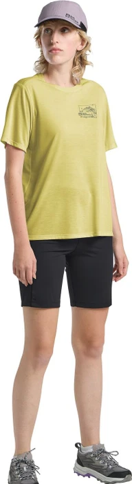 Jack Wolfskin Vonnan Graphic Funktionsshirt kurzarm ridge leaf lemon ice (Damen)