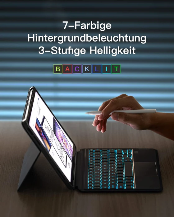 Inateck ACE Touch Tastaturhülle für iPad Pro 11" (M4), grau, DE