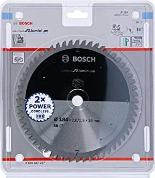 Bosch Professional Standard for Aluminium Kreissägeblatt 56Z, 184x1.5x16mm, 1 Stück