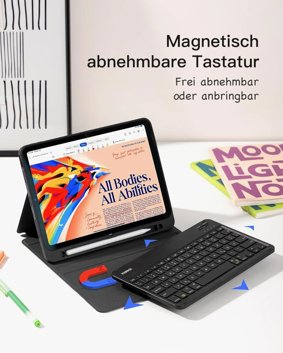 Inateck Tastatur Hülle für iPad Air 6 11"/iPad Air 5/iPad 10/iPad Pro 11", schwarz, DE