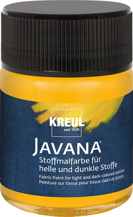 Kreul Javana Stoffmalfarbe für helle und dunkle Stoffe, goldgelb, 50ml