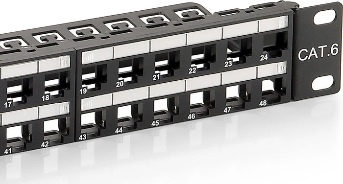 Equip Patchpanel für Keystone Module 19" , 48-Port, 1HE, 19", 1HE, schwarz
