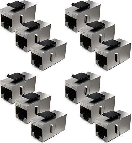 deleyCON Keystone Modul RJ-45 Modularkupplung, Cat6a, 12er-Pack