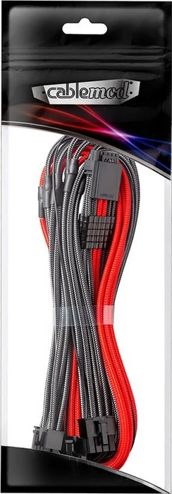 CableMod C-Series Pro ModMesh 12VHPWR for Corsair, 3x 8-Pin PCIe Stecker auf 16-Pin PCIe 5.0 12VHPWR Stecker, Adapterkabel, carbon/rot, 60cm