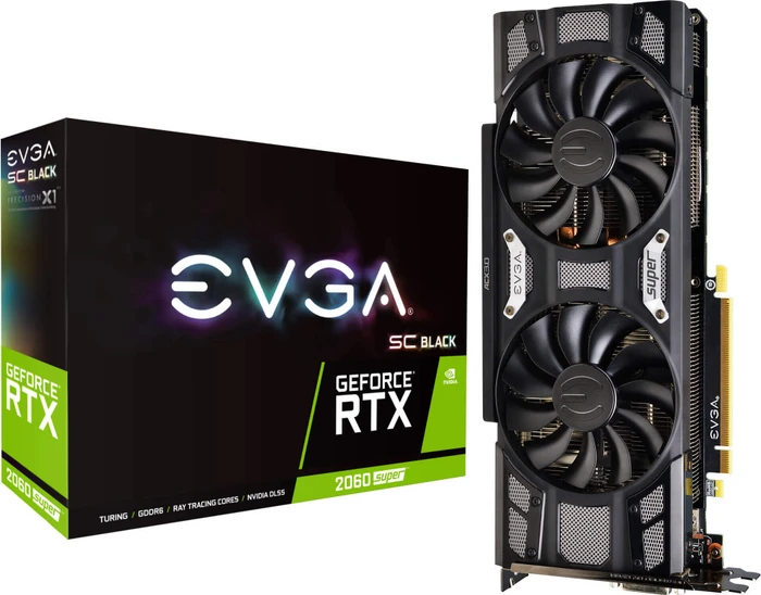 EVGA GeForce RTX 2060 SUPER SC Black Gaming, 8GB GDDR6, DVI, HDMI, 2x DP