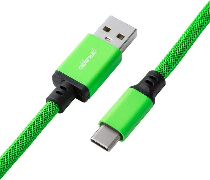 CableMod Pro Coiled Keyboard Cable USB Micro-B auf USB-A, Tastaturkabel (Spiral-Textilkabel), 1.5m, Viper Green