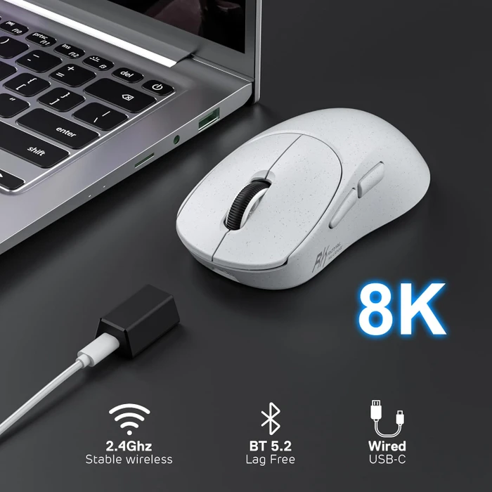 RK Royal Kludge MG5 8K Wireless Gaming Mouse, Save the Oceans grau, USB/Bluetooth