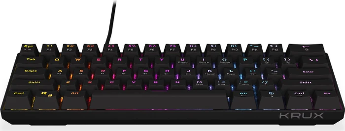 Krux Qara 60%, schwarz, LEDs RGB, Outemu Red, USB, US