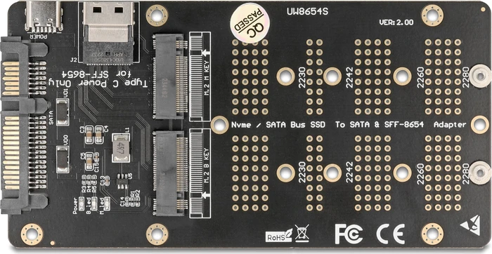 DeLOCK SATA 6Gb/s -> M.2 SATA, SFF-8654 -> M.2 PCIe