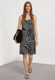Street One Knielanges Kleid mit gerafften Trägern Kleid schwarz (Damen)