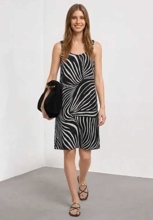 Street One Knielanges Kleid mit gerafften Trägern Kleid (Damen)