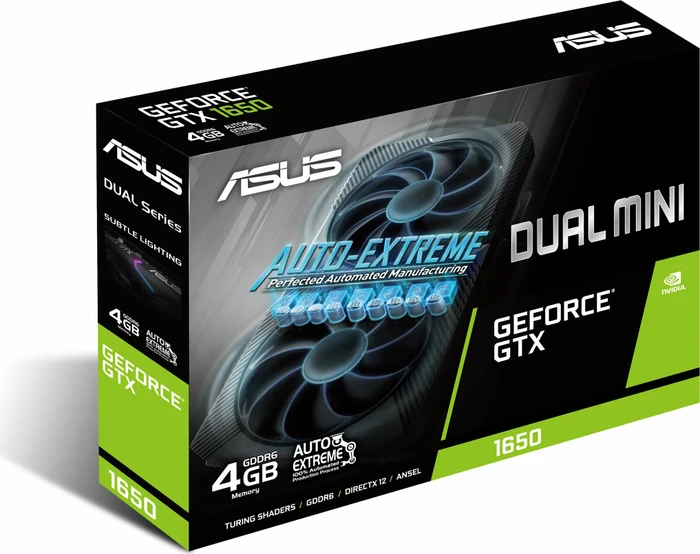 ASUS Dual GeForce GTX 1650 Mini, DUAL-GTX1650-4GD6-MINI, 4GB GDDR6, DVI, HDMI, DP