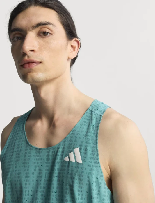 adidas Adizero Singlet Laufshirt ärmellos powder teal/preloved teal (Herren)