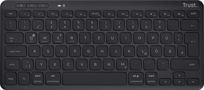 Trust Lyra Compact Wireless Keyboard, schwarz, USB/Bluetooth, DE
