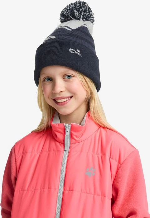 Jack Wolfskin Stripy Pompom Beanie dark navy (Junior)