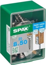 Spax Edelstahl A1 T40 Pfostenschraube, 8x50mm, 25 Stück