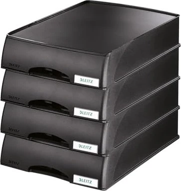 Leitz Plus Briefablage mit Schublade, A4, schwarz, 4er-Pack