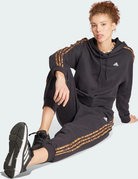 adidas Essentials 3-Streifen Animal-Print Trainingshose 7/8 schwarz (Damen)