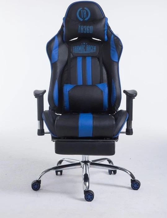 CLP Racing Limit V2 Kunstleder Gamingstuhl mit Fußstütze, schwarz/blau