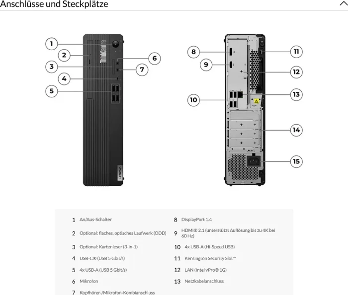 Lenovo ThinkCentre M70s Gen 5, Core i5-13400, 16GB RAM, 512GB SSD, DE