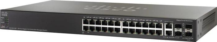 Cisco SG500 Rackmount Gigabit Managed Stacking Switch, 24x RJ-45, 2x RJ-45/SFP, 180W PoE+