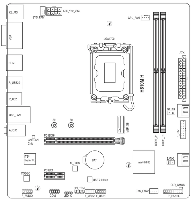 GIGABYTE H610M H (Intel 1700)