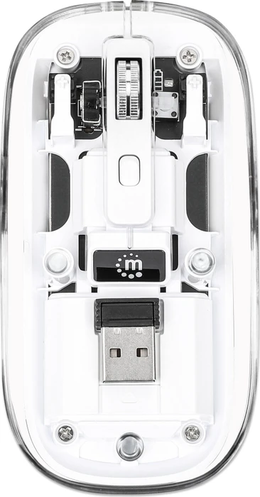 Manhattan Transparent Rechargeable Wireless Mouse, transparent/weiß, USB