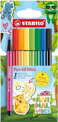 STABILO Pen 68 mini Animal Vibes sortiert, 8er-Set, Kartonetui