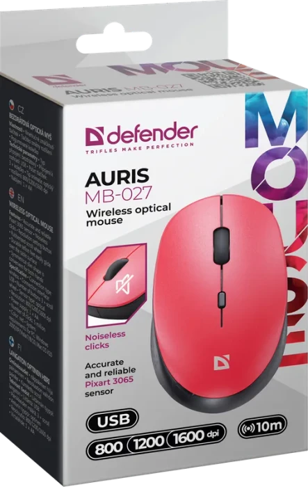 Defender Auris MB-027 Silent Wireless Optical Mouse rot, USB