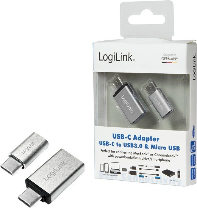 LogiLink Adapter Set USB-C 3.0 [Stecker]/USB-A 3.0 [Buchse]/USB 2.0 Micro-B [Buchse]