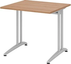 Hammerbacher Ergonomic B-Serie BS08/N Schreibtisch 80x80cm Nussbaum/silber